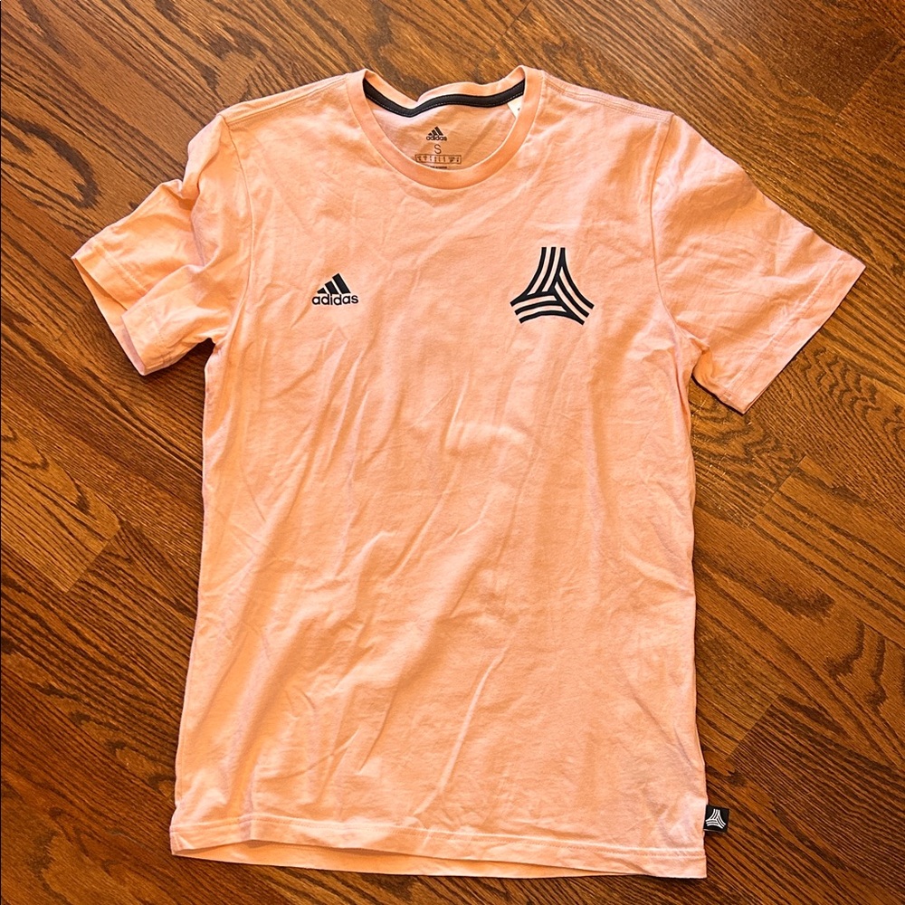 Adidas Tango Graphic Tee, Peach, Size S, 95% Cotton